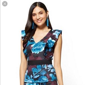 New York and Co Floral Flare Peplum
